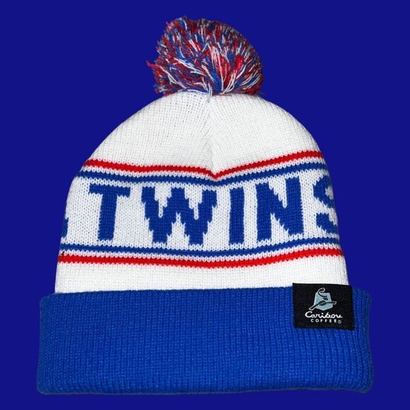 MLB MN Twins Caribou Coffee Collaboration Knit Pom Pom Hat - Picture 2 of 3